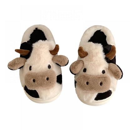 Pantuflas De Vaca Zapatos De Algodón Cálido